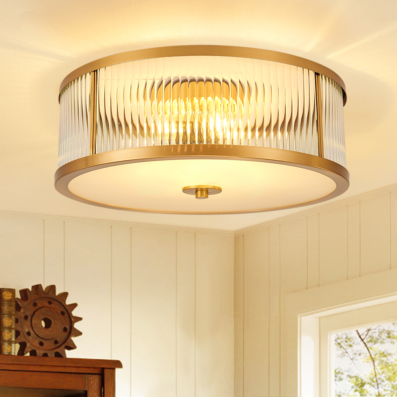 美式全铜吸顶灯轻奢简约现代房间卧室书房灯温馨创意过道阳台灯具