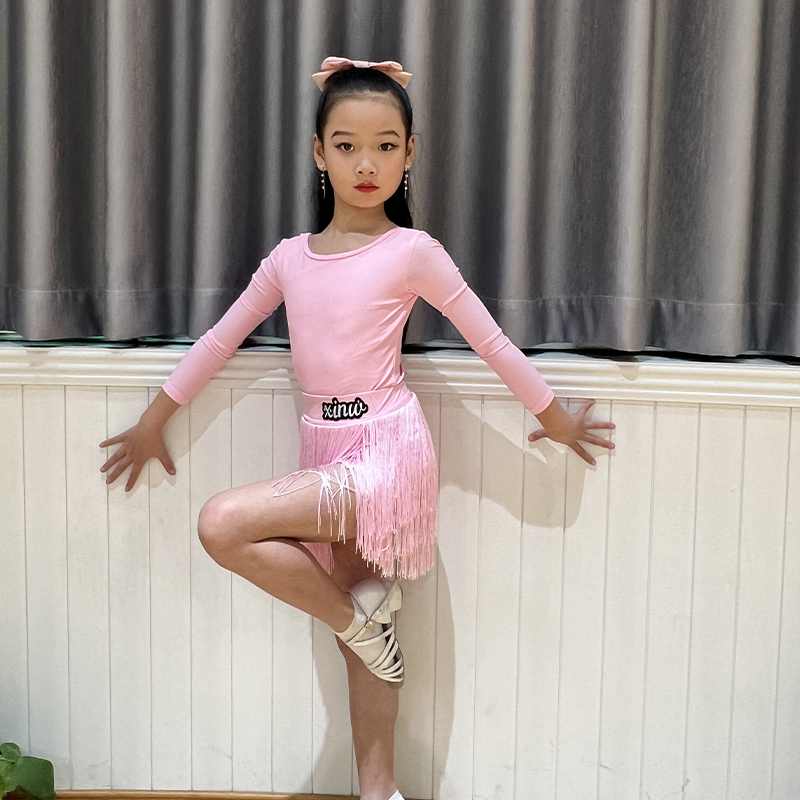 xinw少儿拉丁舞专业练功标准比赛艺考考级服女儿童舞蹈裙新款表演