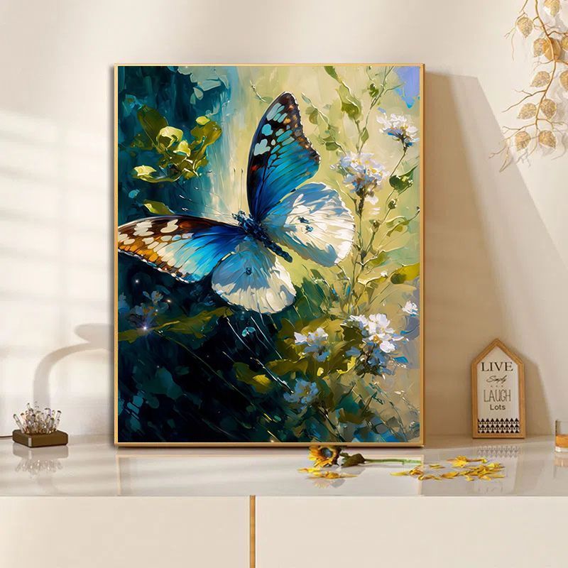 蝴蝶数字油画diy填色涂画手工涂色DIY礼物颜料填充蝴蝶数字油画