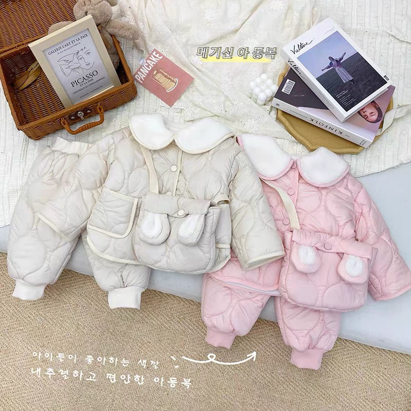 宝宝棉服套装外套加厚儿童加绒洋气2023保暖女童新款冬装冬季棉衣