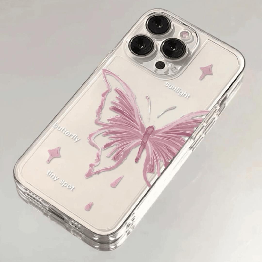 芋粉蝴蝶粉色iphone15苹果手机壳14promax软胶13pro透明12/创意11