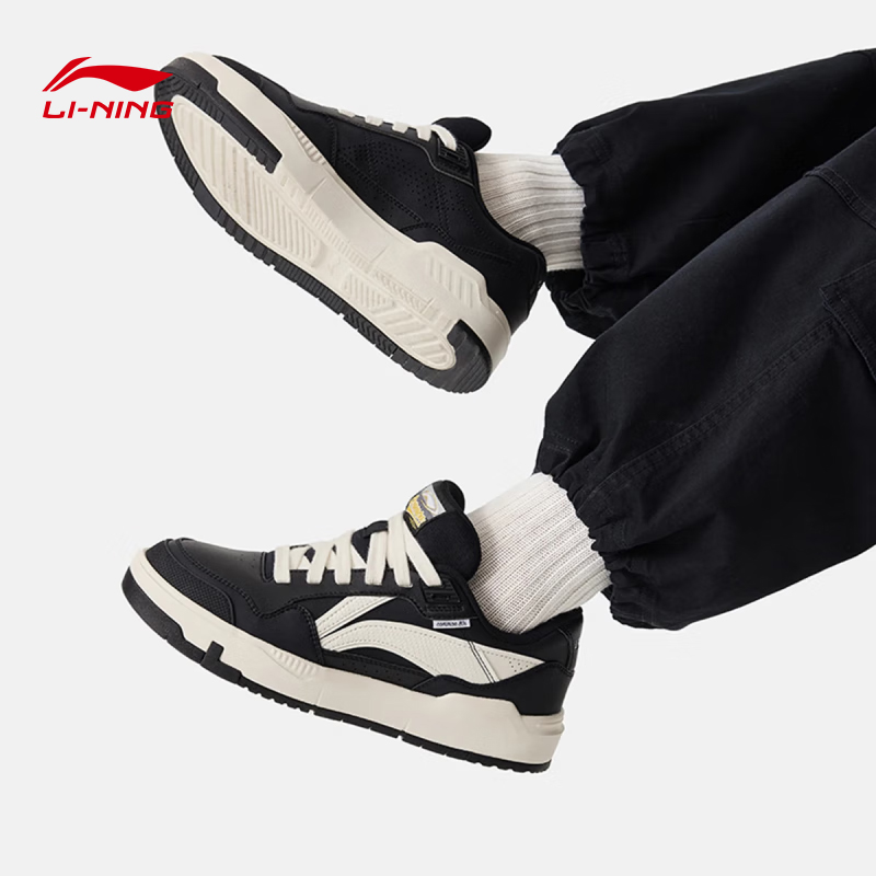 李宁COMMON 80s休闲板鞋秋冬新款男子舒适软弹经典休闲鞋AGCU157