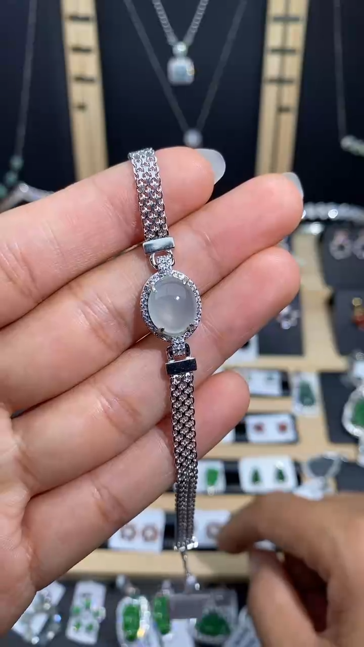 【闪购商品】翡翠手链银S925镶嵌1