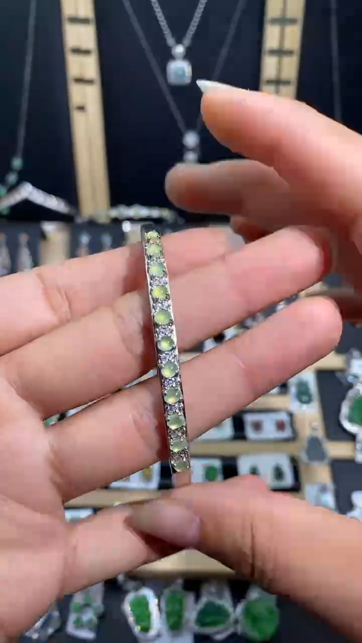 【闪购商品】翡翠手镯银S925镶嵌1
