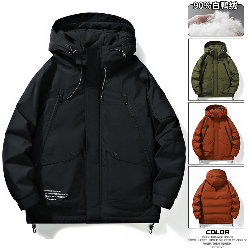 波斯澄户外工装羽绒服男连帽2023秋冬新款冲锋衣冬装外套-YGL3411