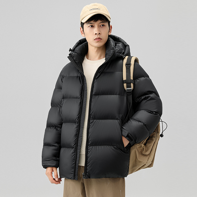 波斯澄羽绒服男短款面包服2023冬季新款潮牌纯色可二开加厚90鸭绒