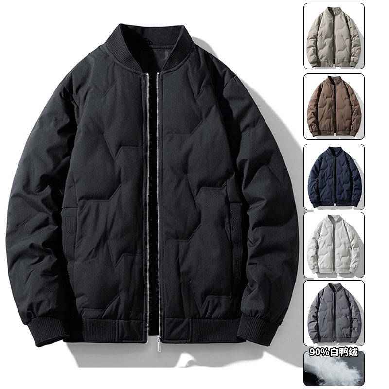 波斯澄2023新款棒球羽绒服男冬季保暖加厚白鸭绒外套潮