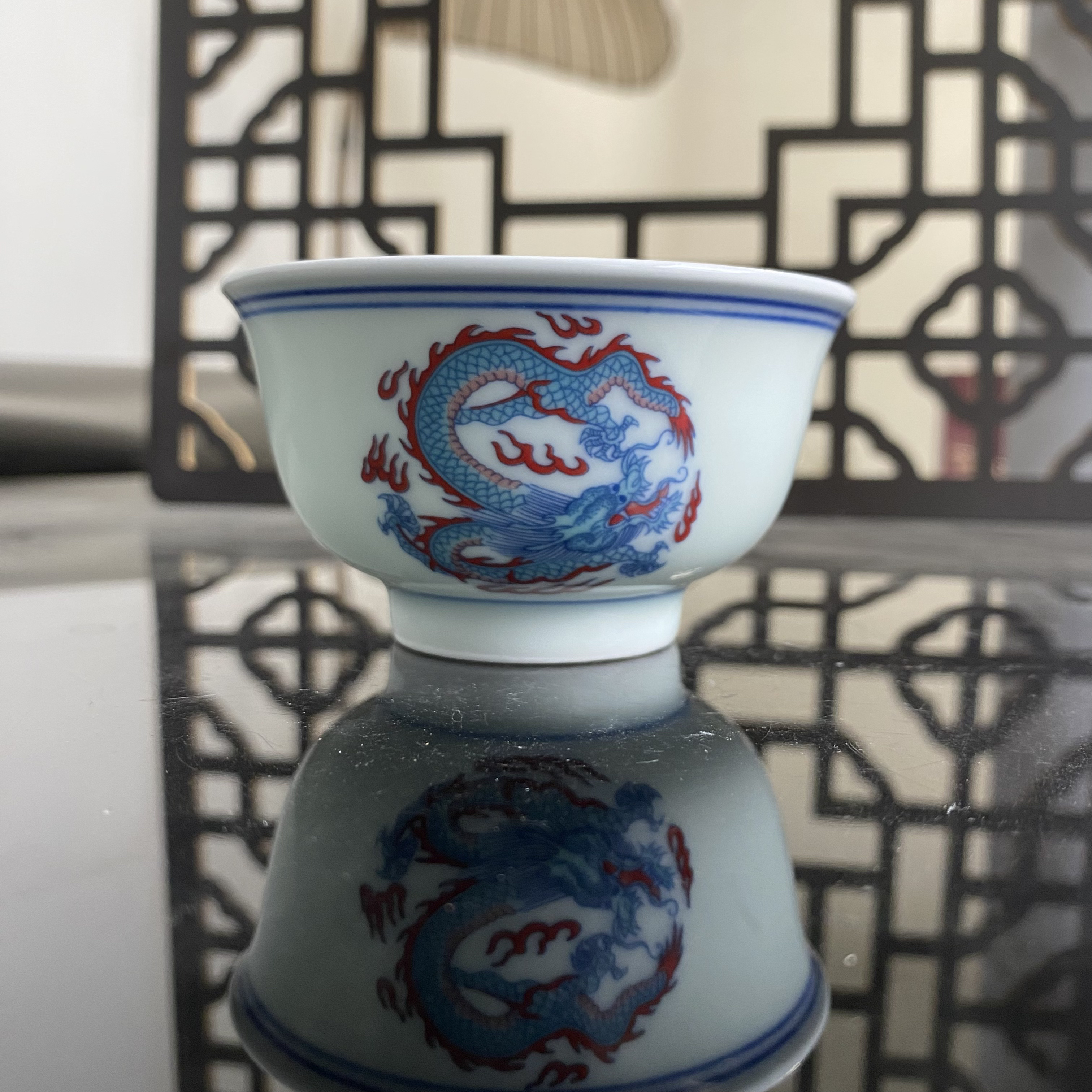 景德镇高温陶瓷三龙杯石榴杯茶碗主人杯