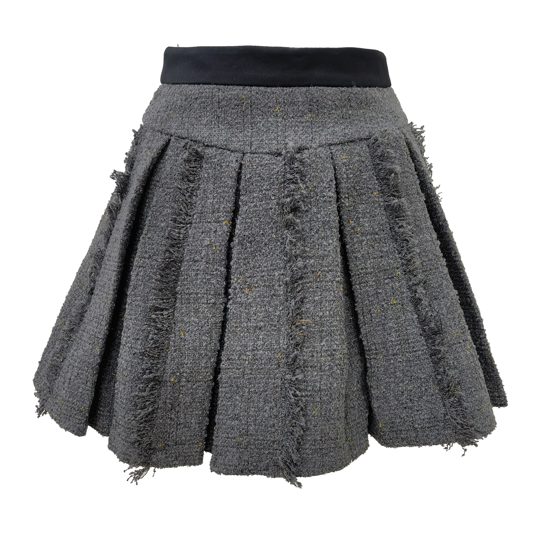 【彭彭echo专属】YAKI PAN高腰女士时尚百搭灰色显瘦半身毛呢裙