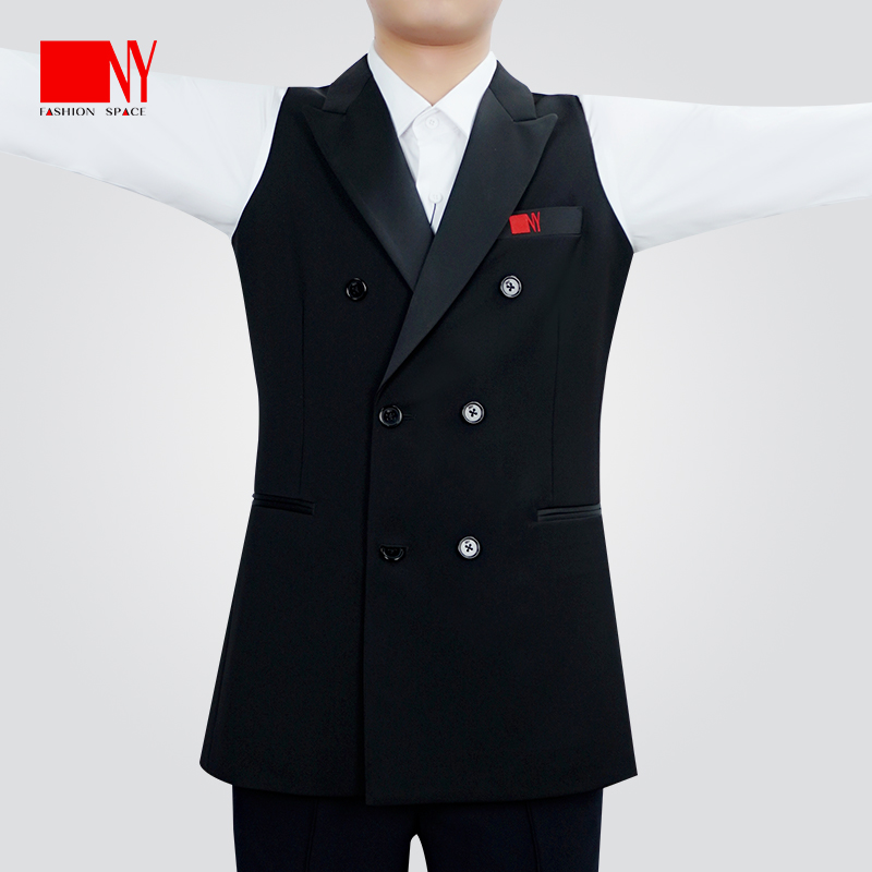 NY24123S纳艺枪领双排扣马甲国标舞练功服上装专业摩登舞舞蹈服