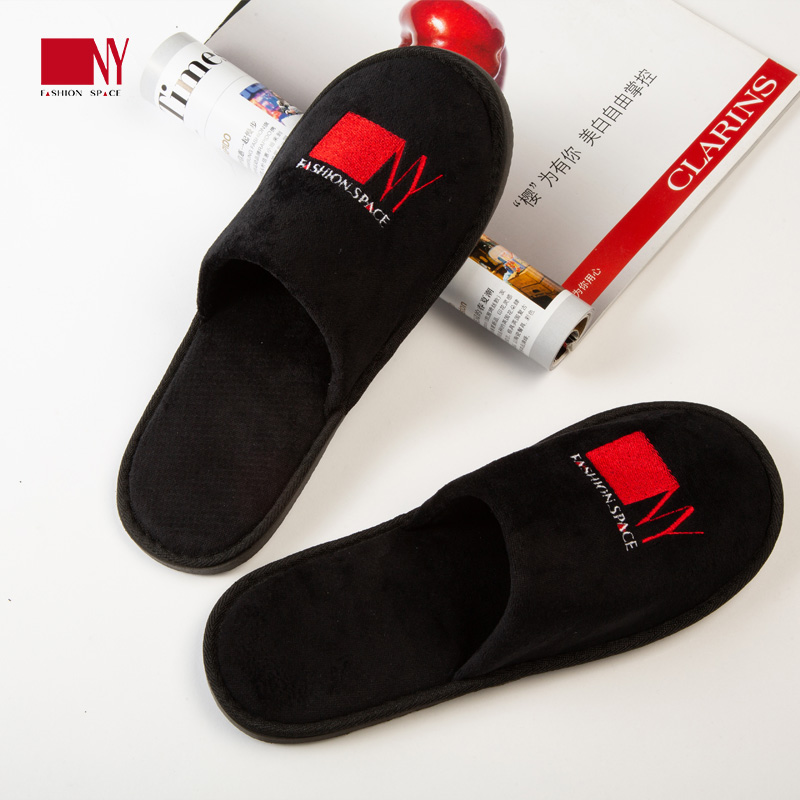 NY纳艺LOGO拖鞋黑色专业舞蹈拖鞋室内居家时尚棉拖鞋摩登舞换拖鞋