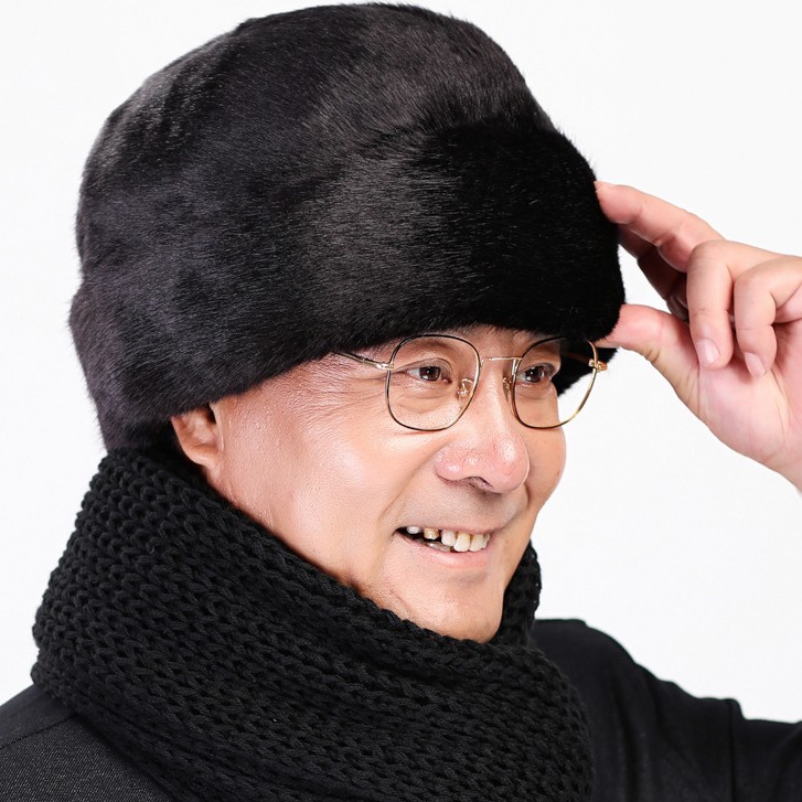 新款冬季防寒王爷帽男士帽子针织老人加厚加绒爷爷保暖帽冬天