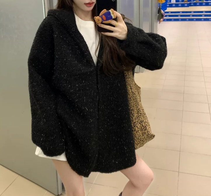 【卿卿日常专属】满天星粗花呢小香风外套连帽百搭时尚休闲外套