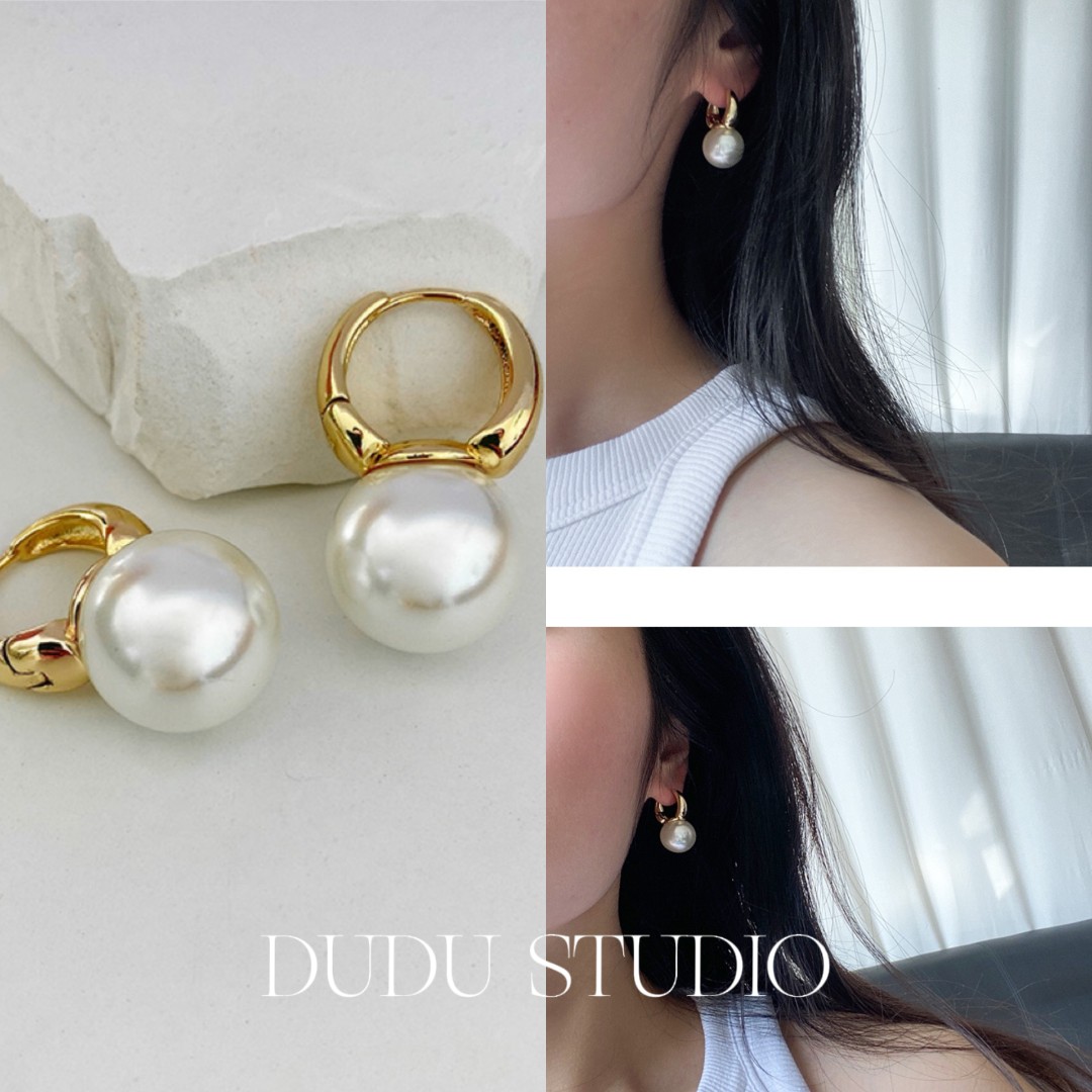 铜合金铅玻璃耳饰 气质时尚温柔法式小众精致优雅设计款耳环复古