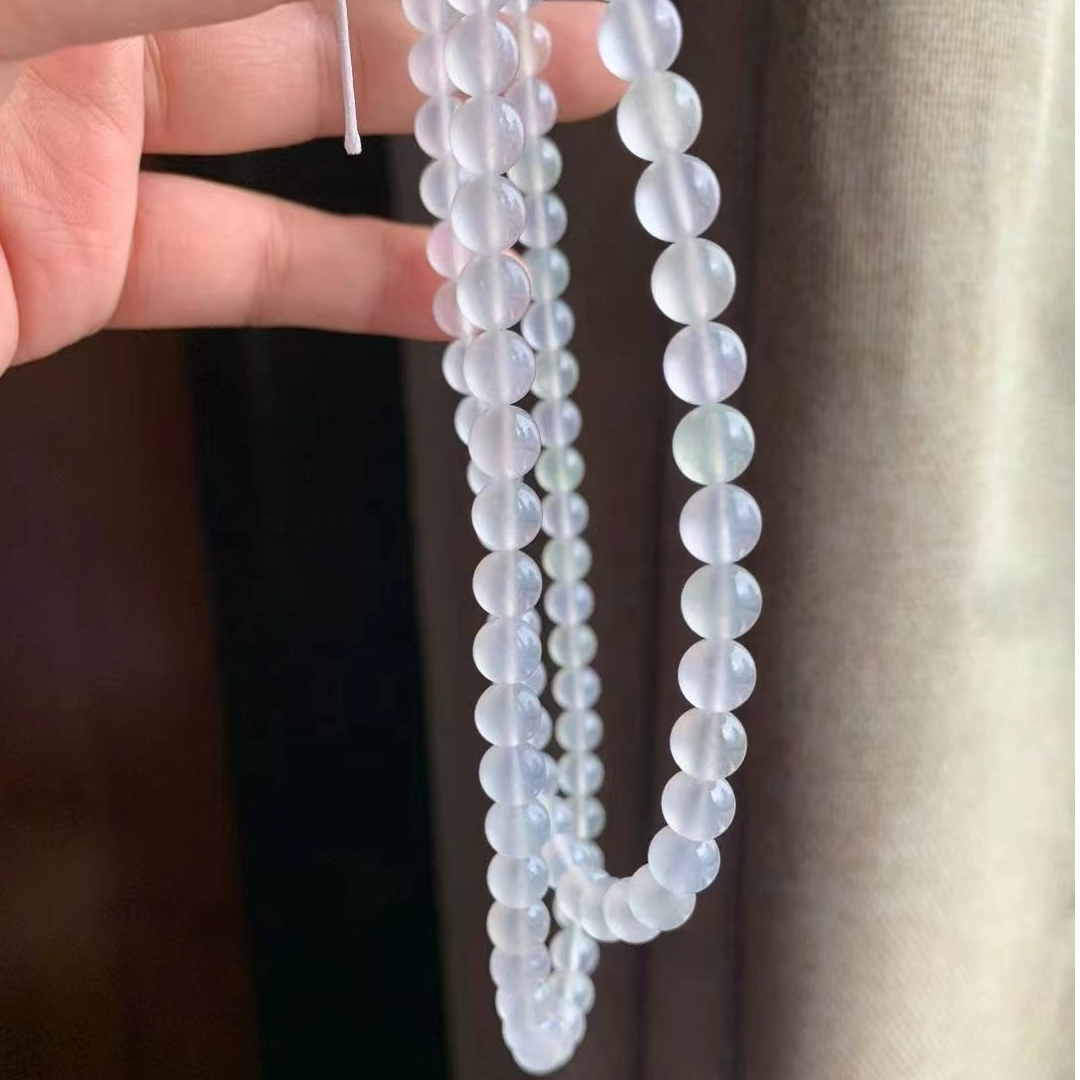 简约百搭天然翡翠A货高冰项链108颗时尚女士