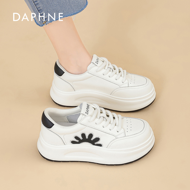 达芙妮爆款小白鞋女2025新款真皮厚底板鞋百搭时尚运动休闲鞋