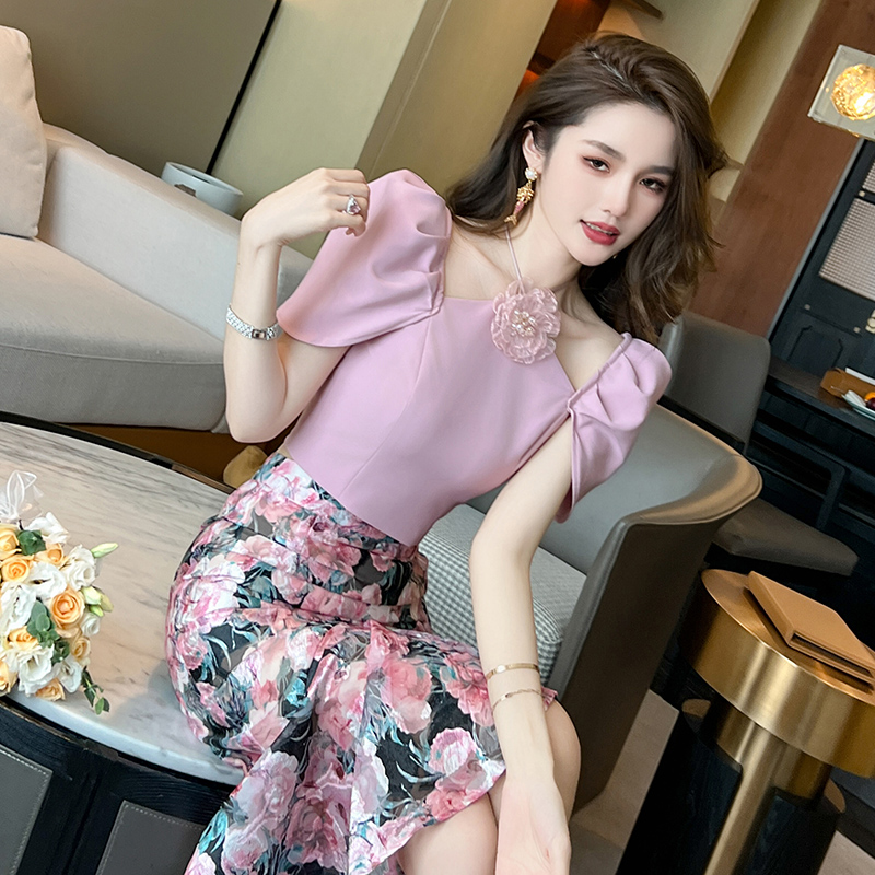 女装连衣裙显瘦气质时尚法式泡泡袖名媛20572