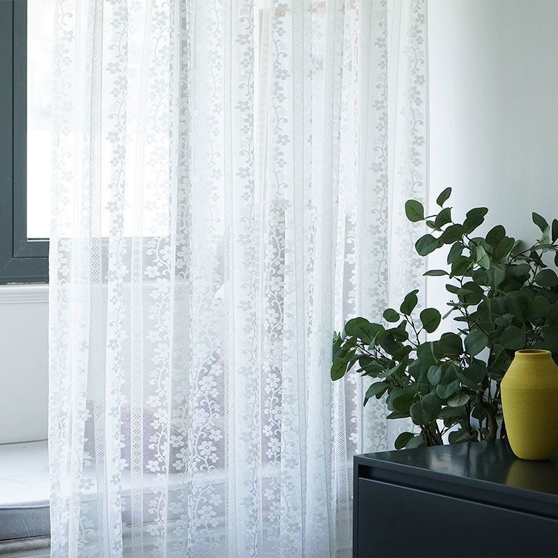 海棠花蝴蝶纱成品窗纱阳台客厅卧室书房飘窗窗帘白纱帘飘窗窗帘