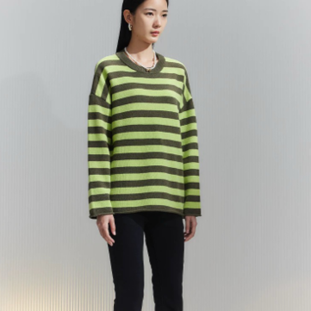 #29-49撞色条纹宽松针织上衣（图片仅供参考，不要私自下单）