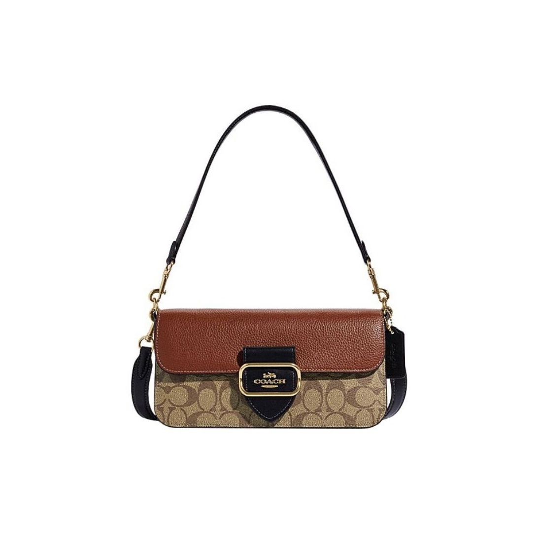 COACH/蔻驰南瓜色拼卡其老花morgan腋下斜挎包CE560（26.5*14cm）