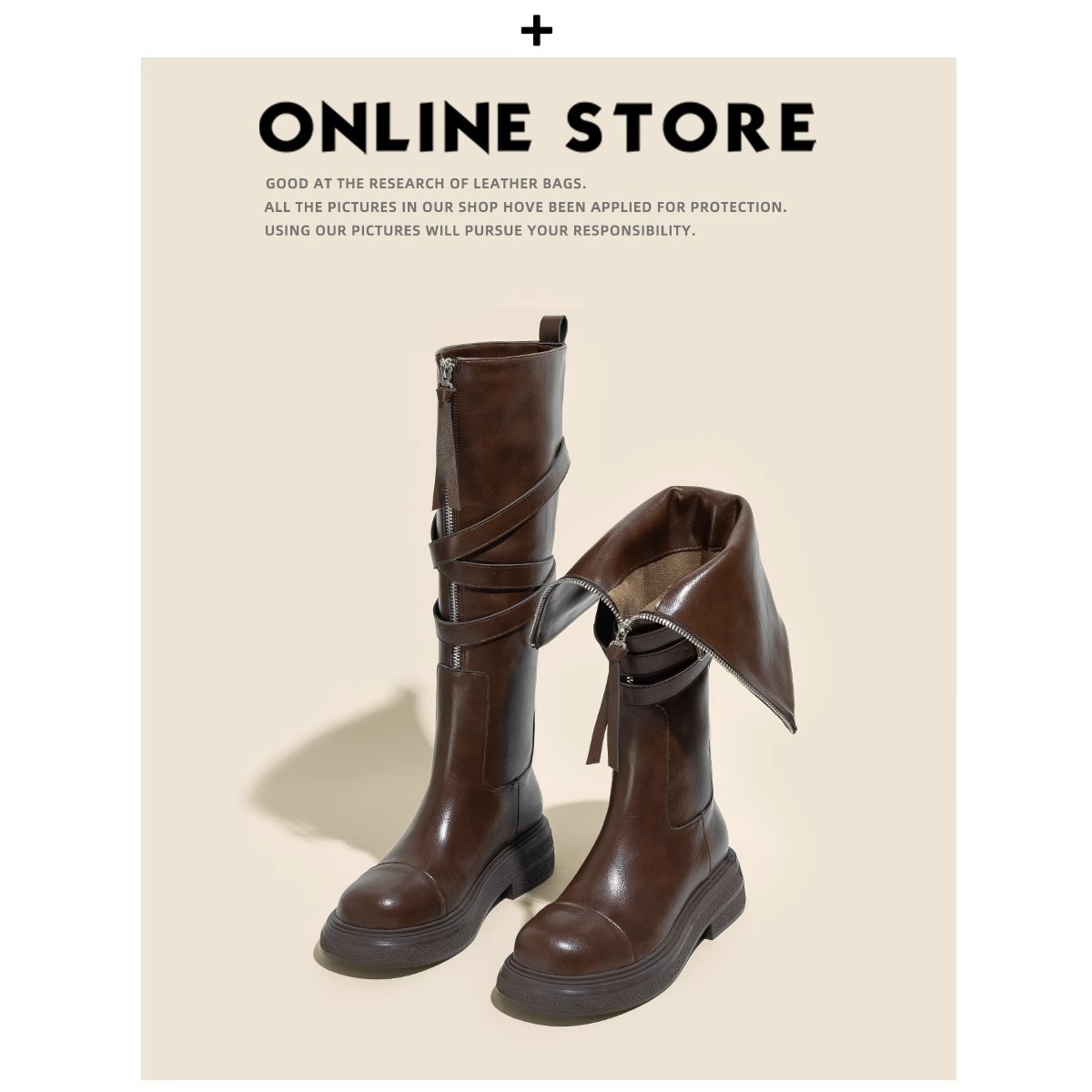 美拉德风~牛皮版2025新款长筒靴女骑士靴增高端加宽秋冬大码41-43