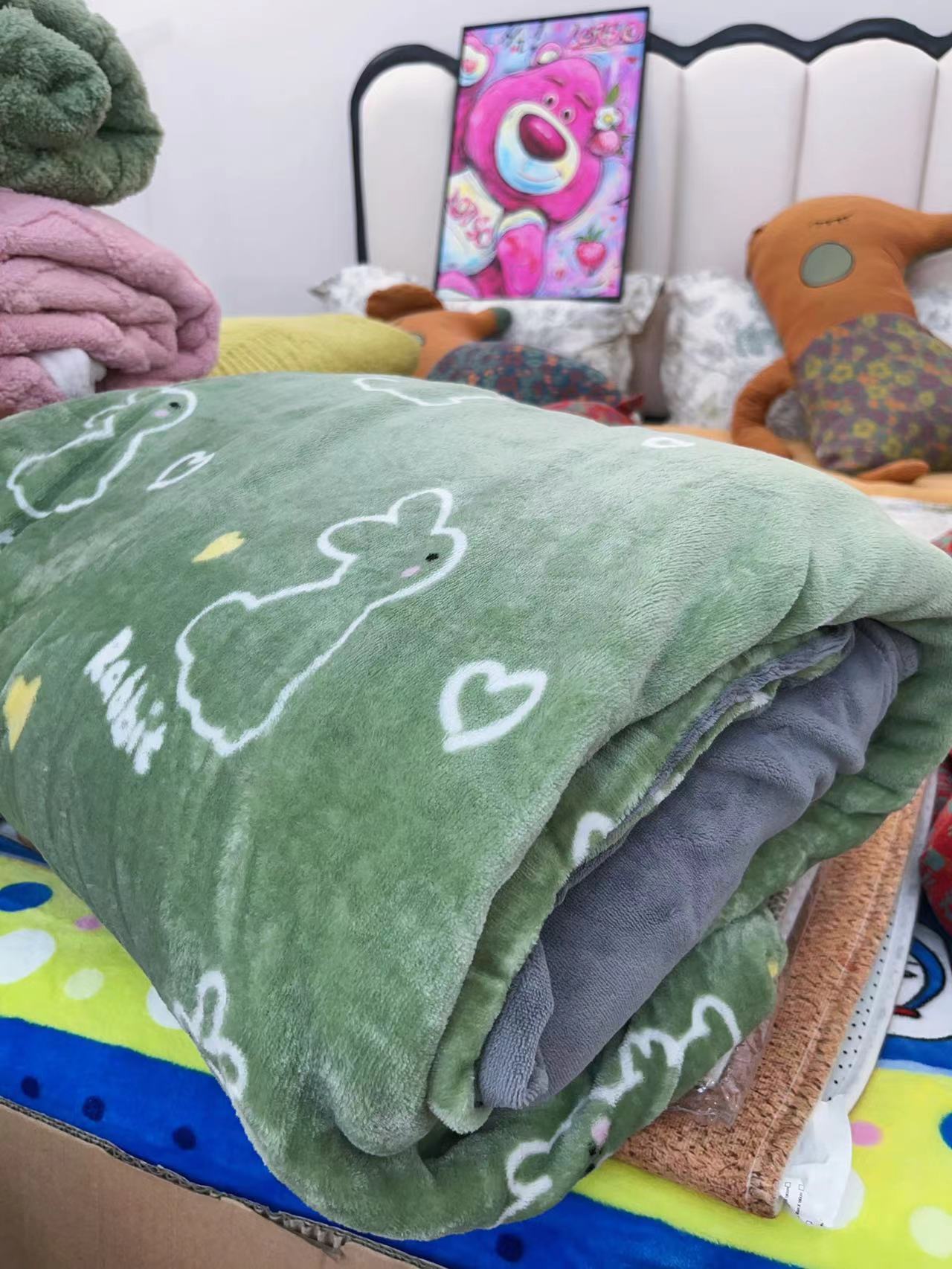 高克重牛奶绒印花四件套（小兔）