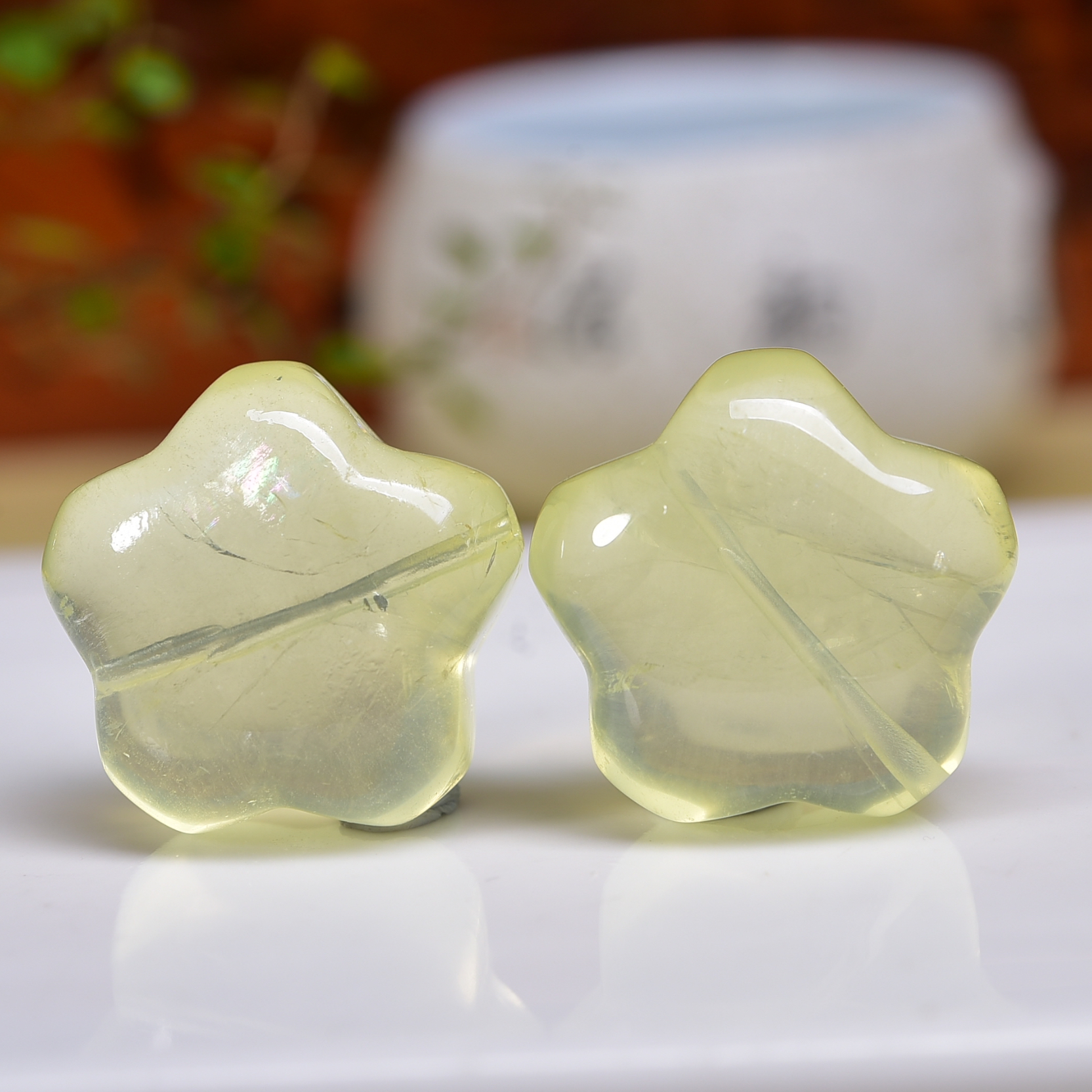 天然黄水晶奶白晶粉晶大胖星星雕刻件可爱串饰手工diy手链配件