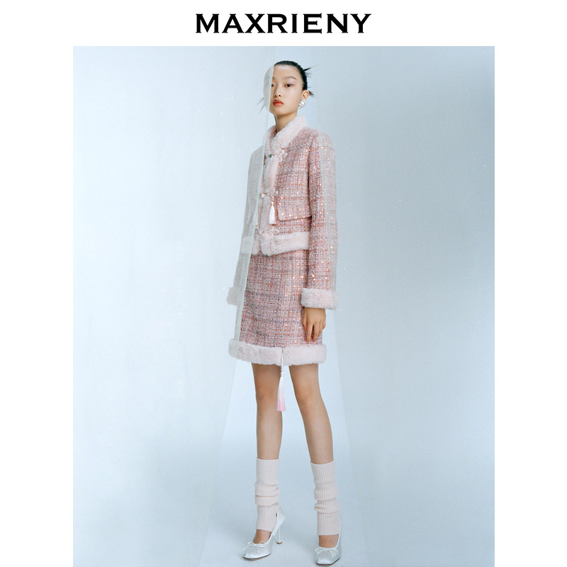 【老板娘夏天】MAXRIENY桃花拂雪半裙秋冬高腰半身裙