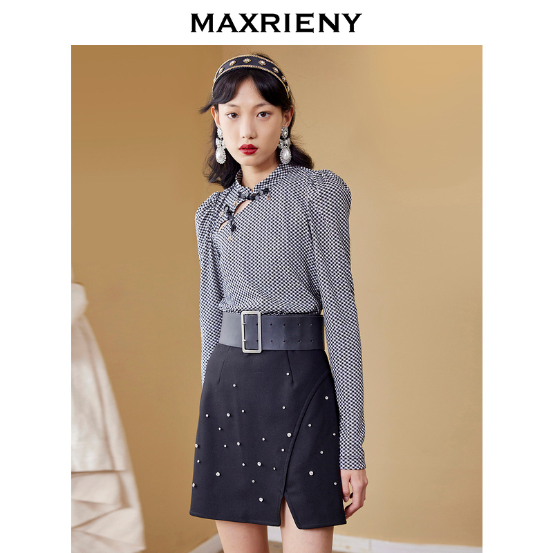 【老板娘夏天】MAXRIENY浪漫新中式羊腿袖上衣秋季新款雪纺衫女