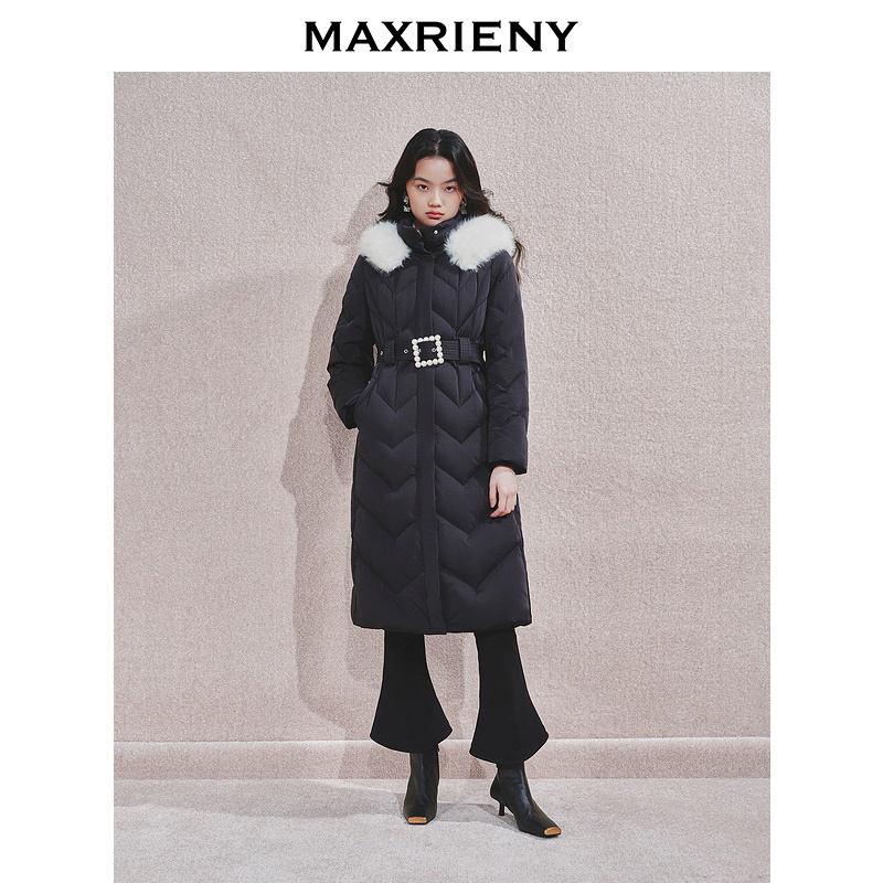 【陈大可 专属】MAXRIENY优雅感羽绒服长款收腰设计24冬保暖外套女