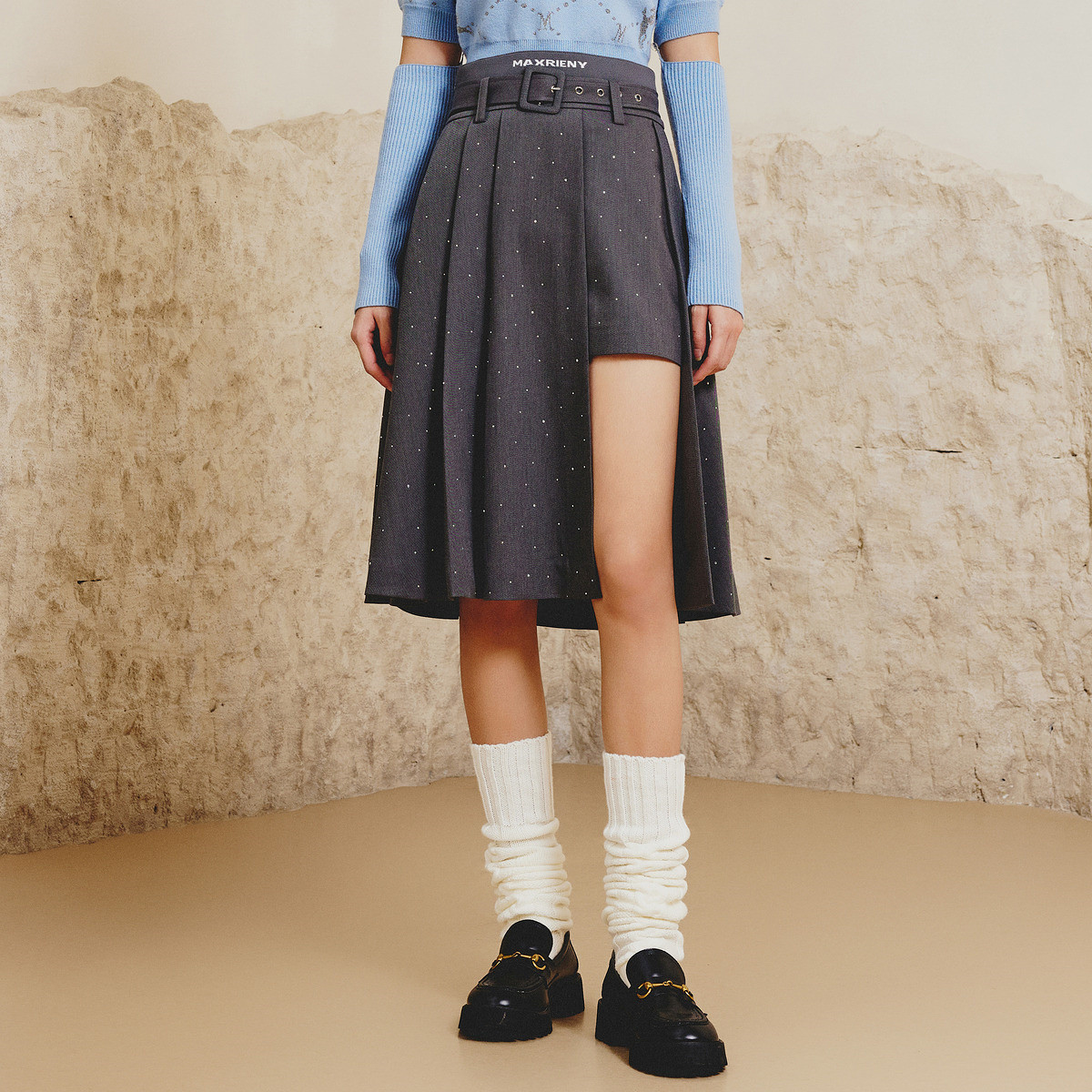 M091【赵老板专属】精致复古感通勤风不规则高腰半裙