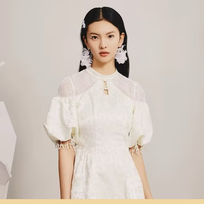 【陈大可专属】MAXRIENY新中式宫廷风蕾丝镂空礼裙连衣裙春