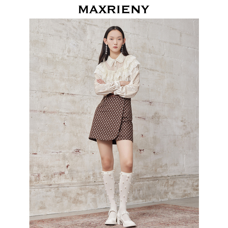 【老板娘夏天】MAXRIENY波点短裙半身裙A字裙格纹显瘦秋冬时尚套装