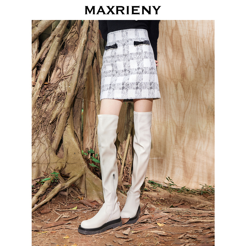 【彭彭echo专属】MAXRIENY午夜巴黎半裙冬季新款复古蕾丝短裙A字