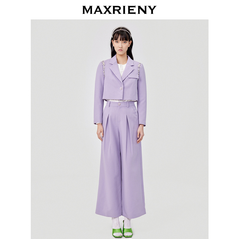 【彭彭echo专属】MAXRIENY阔腿裤女春季新款遮肉西裤洋气长裤