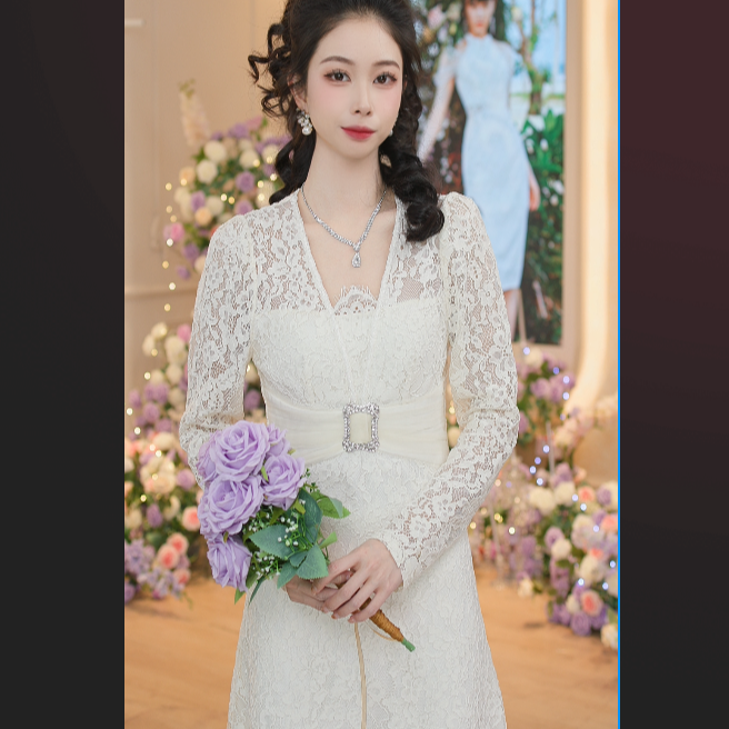 【芊芊专属】MAXRIENY2024年春季新款复古宫廷氛围感连衣裙