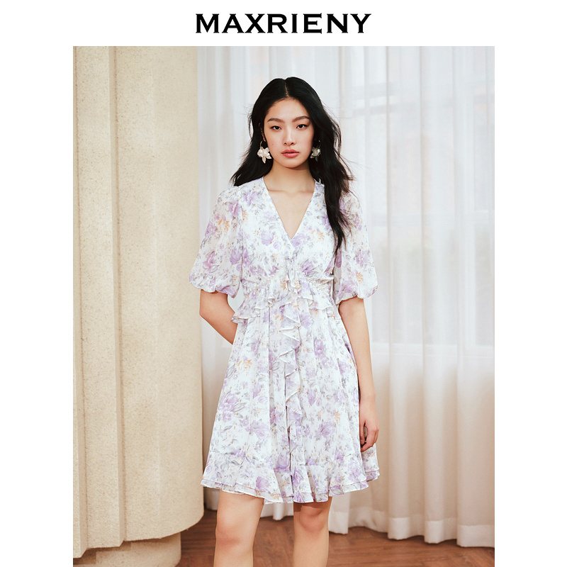 M403【赵老板专属】MAXRIENY连衣裙收腰设计师优雅提花连衣裙