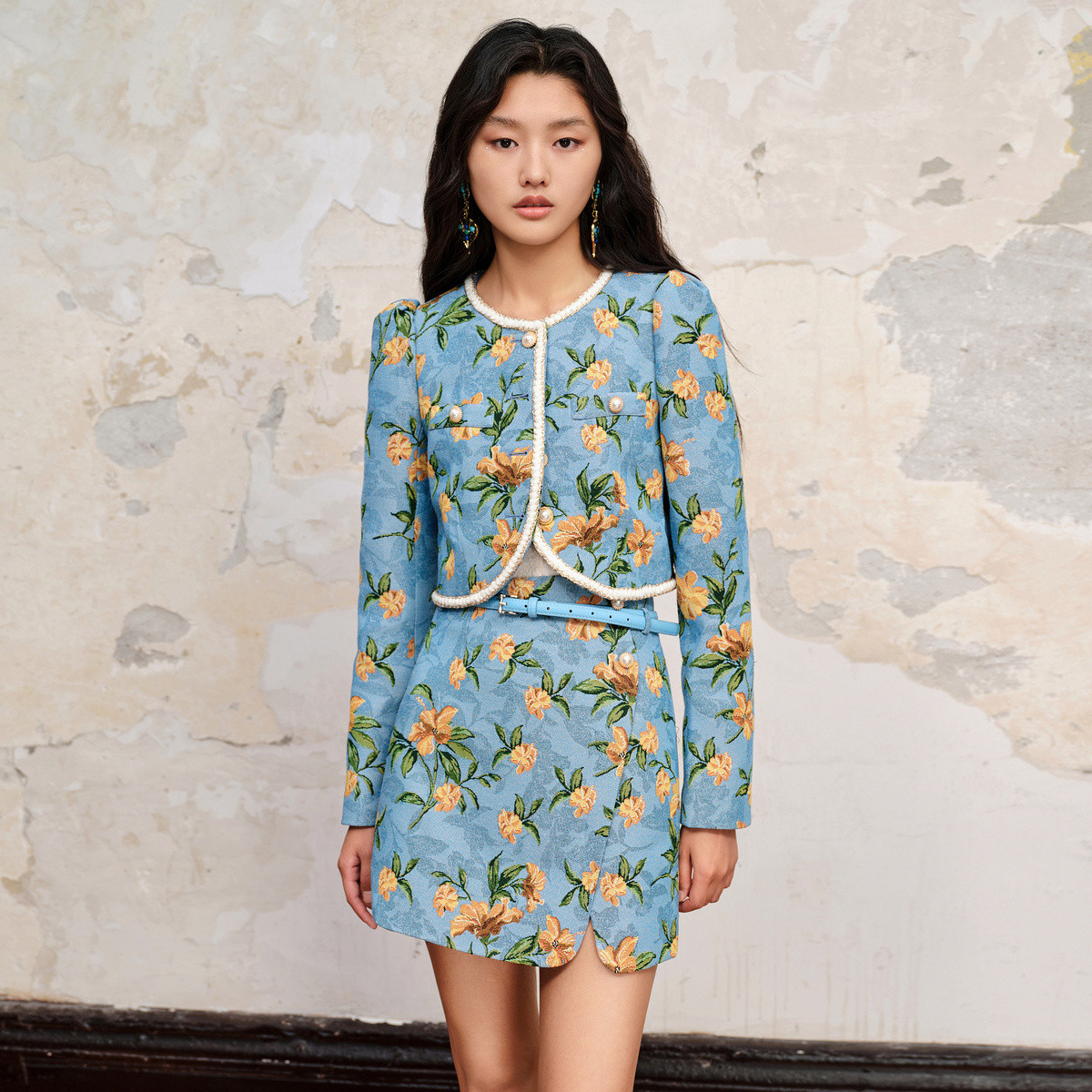 【蜜思仝】MAXRIENY欧式复古扶桑花提花外套女