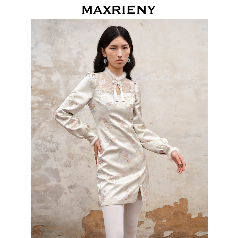 【芊芊专属】MAXRIENY国风新中式绣花连衣裙新款精致复古裙