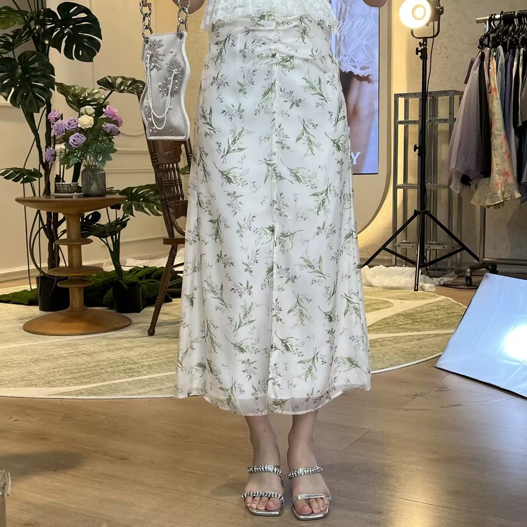 【彭彭echo专属】MAXRIENY铃兰花半裙裙子碎花气质夏季法式印花