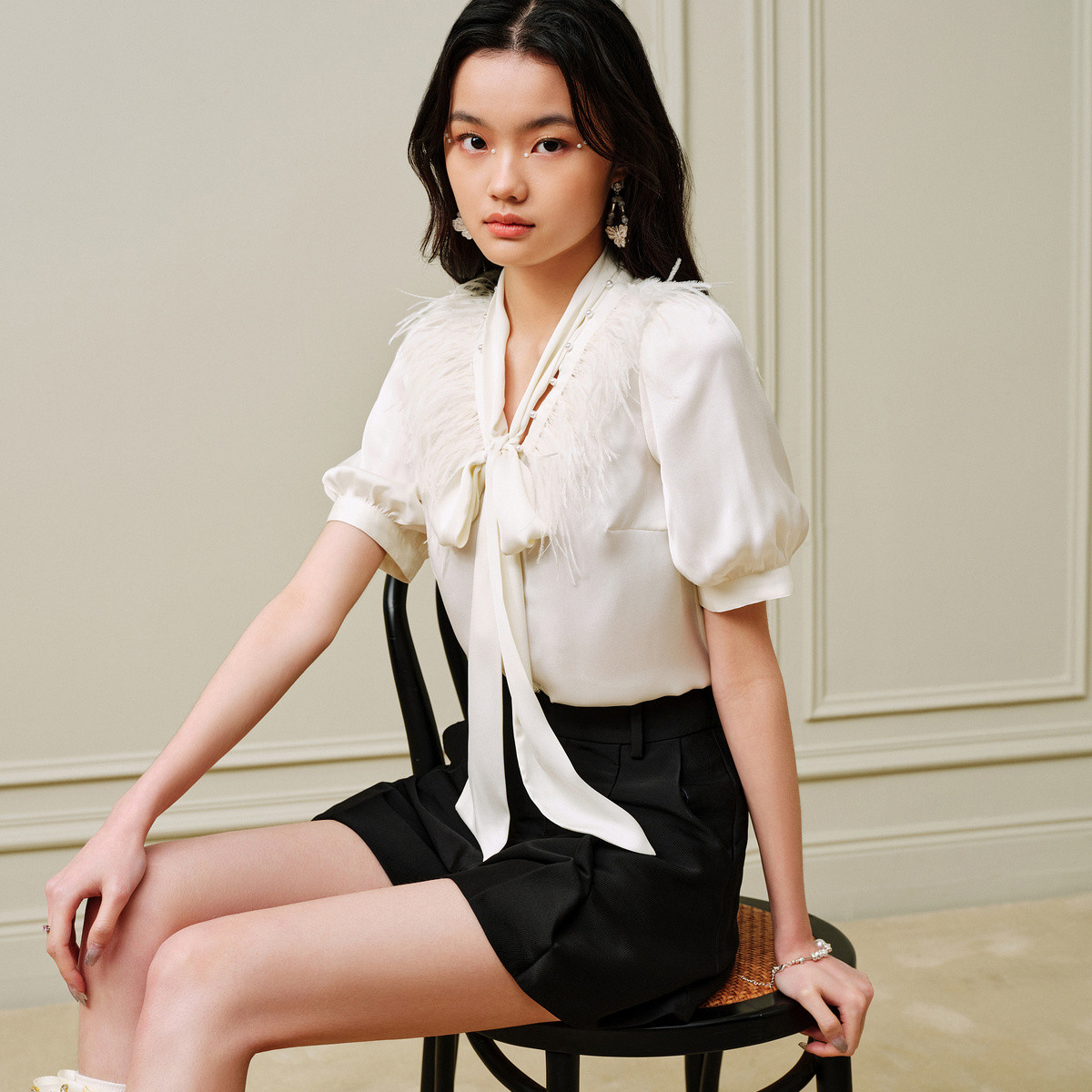 【彭彭echo专属】浪漫氛围感雪纺衫23夏季新款泡泡袖设计感上衣女