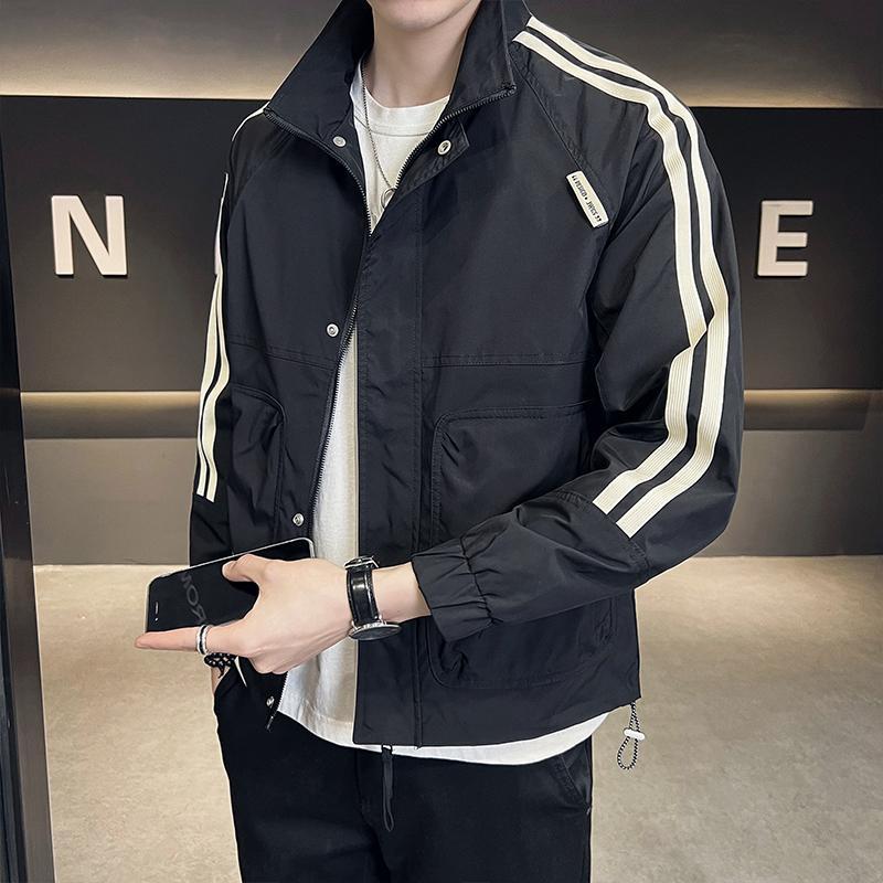 男士加棉外套潮流百搭男装2024秋冬新款工装拼色上衣服飞行员夹克