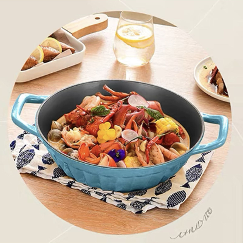 铁珐琅锅炖锅汤锅焖烧锅电磁炉燃气灶通用蓝色28cm