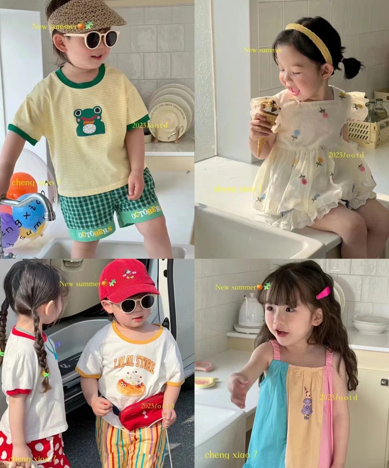 20 (扣号链接）休闲韩版女童小童不限季节森系套头卡通风夏季套装