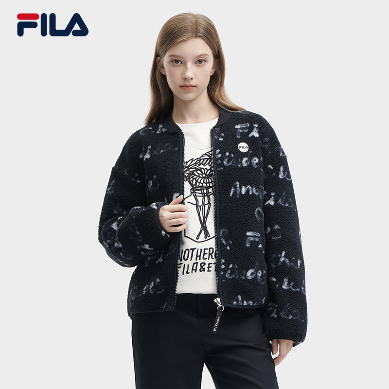 Fila/斐乐仿羊羔绒外套女时尚潮流防风立领加厚外套F11W346502F