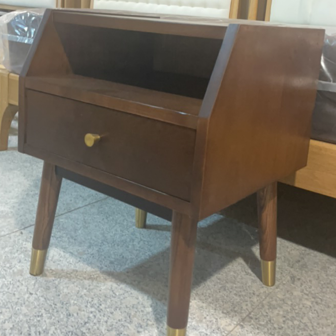 轻奢的风橡木实木大单抽床头柜小型新中式客厅简约北欧榉木矮柜