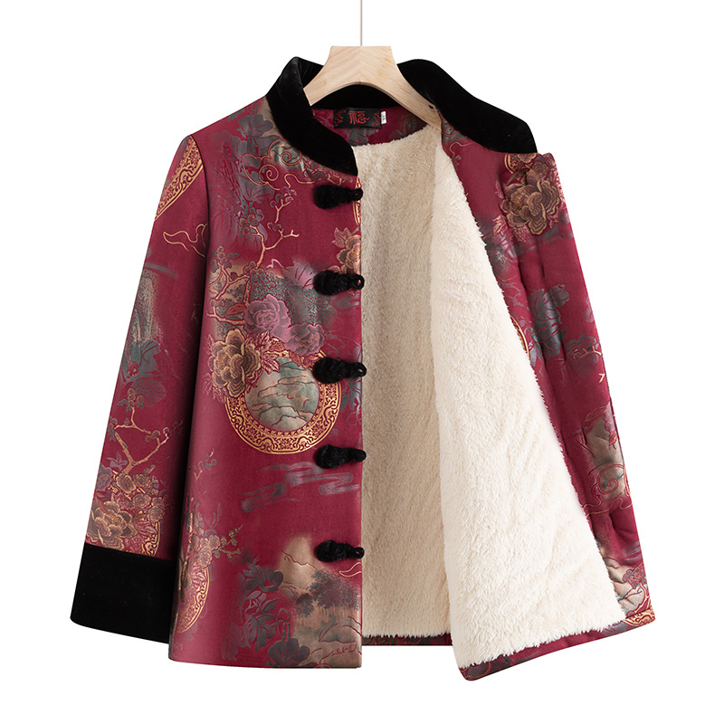 冬季中老年奶奶唐装棉袄加绒老太太棉衣妈妈棉服外套保暖新款加厚