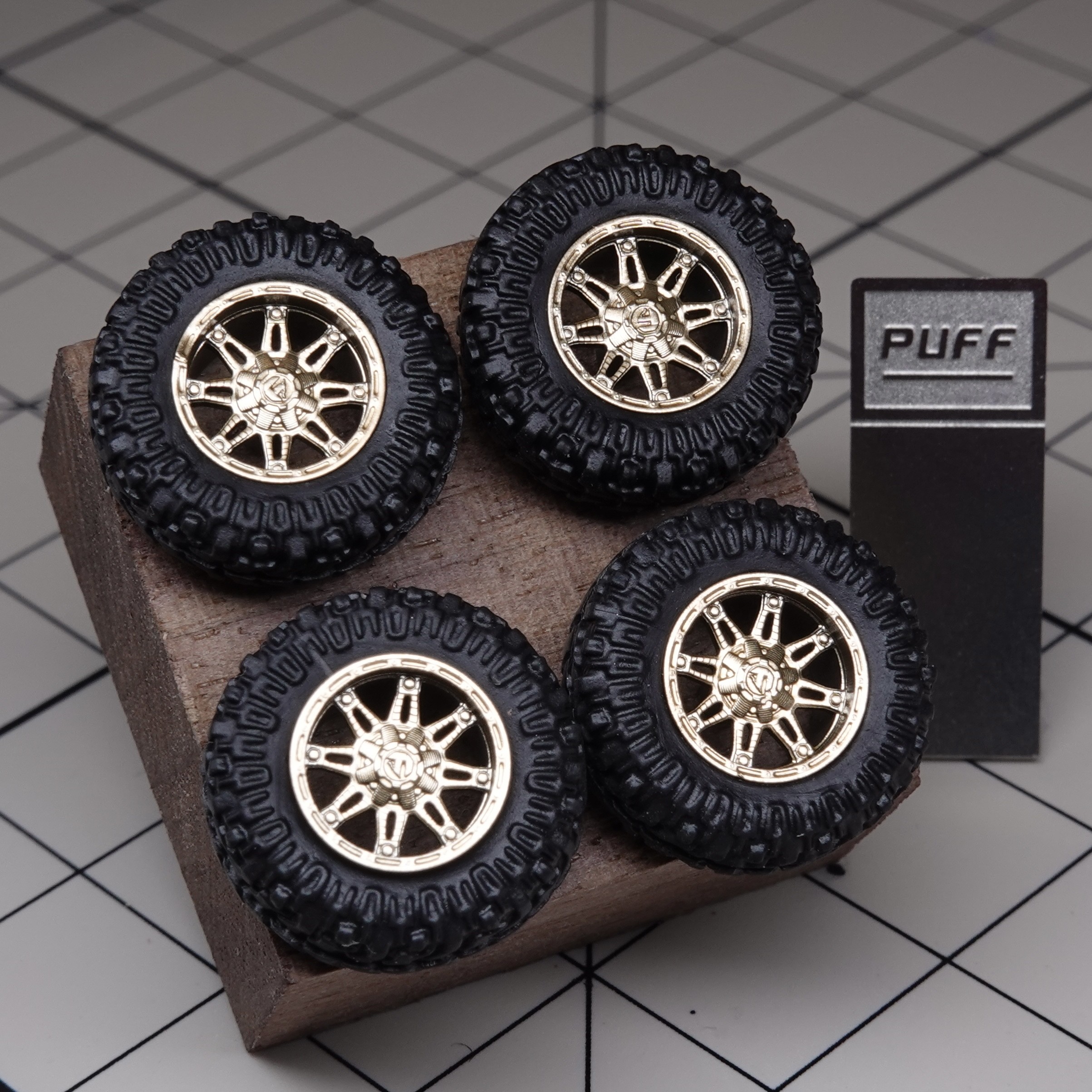 PuffStudio越野车轮1:64车模轮毂车轮7.5mm插轴_小比例车模twinno