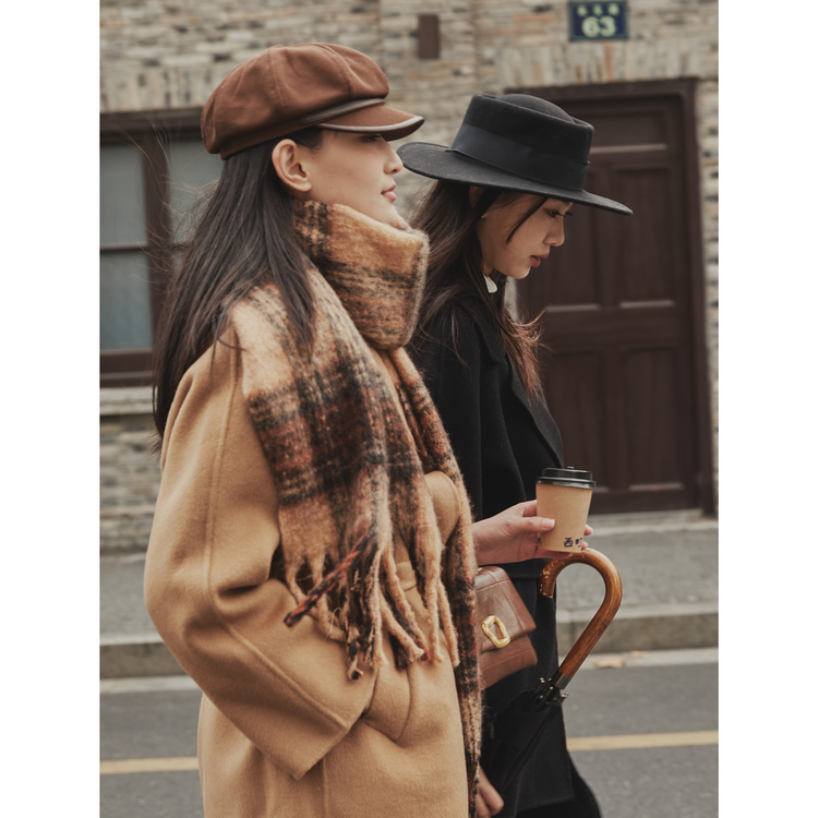 【首次PO价】西町村屋双面呢女高级感宽松系带羊毛大衣HD8209075