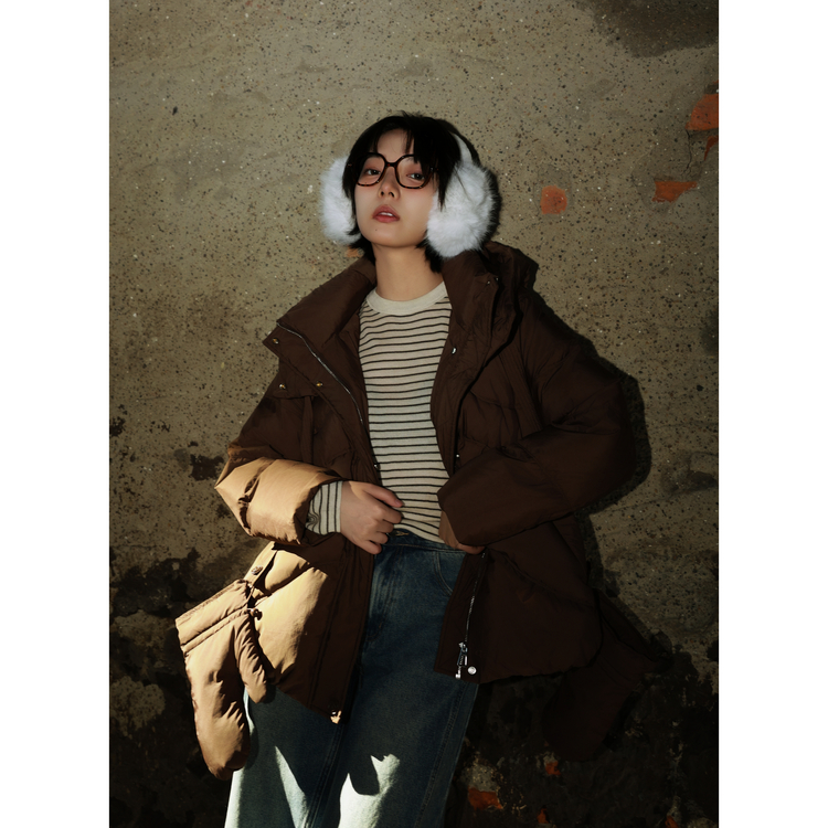 西町村屋简约休闲保暖羽绒服女装冬季新款文艺百搭外套XH9D10025